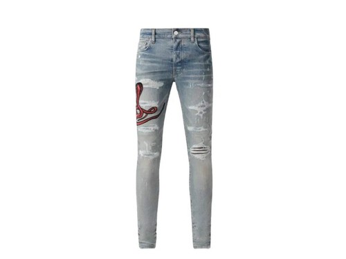 Jeans amiri rosso con toppa - jeans,